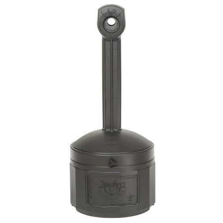 CEASE-FIRE. JUSTRITE Cease-Fire Cigarette Butt Receptacle - 16-1/2 Dia.x38-1/2H - 4-Gallon Capacity - Black 26800D